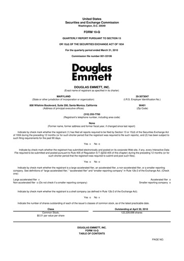 Thumbnail Douglas Emmett 10-Q Quarterly Report FY 