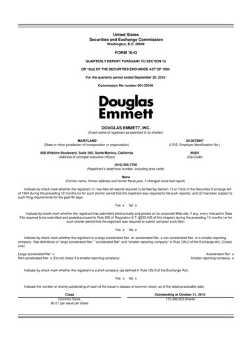 Thumbnail Douglas Emmett 10-Q Quarterly Report FY2010 