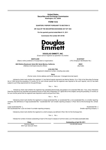 Thumbnail Douglas Emmett 10-Q Quarterly Report FY2011 
