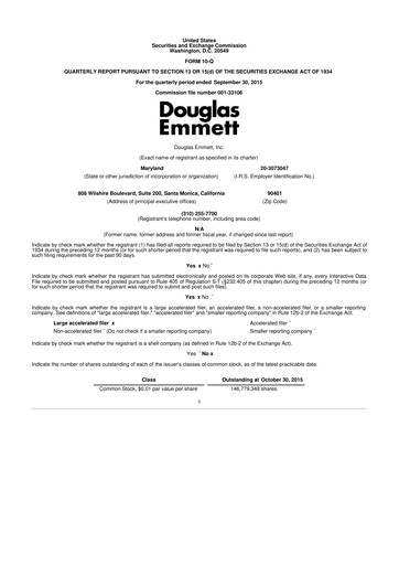 Thumbnail Douglas Emmett 10-Q Quarterly Report FY2015 