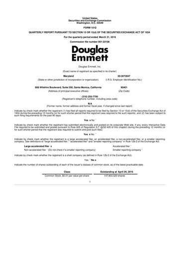 Thumbnail Douglas Emmett 10-Q Quarterly Report FY2016 