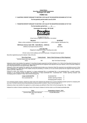 Thumbnail Douglas Emmett 10-Q Quarterly Report FY2019 
