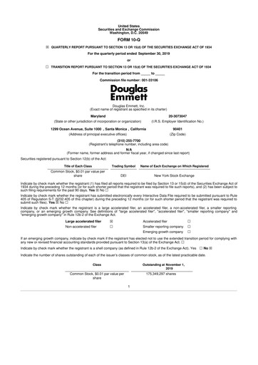 Thumbnail Douglas Emmett 10-Q Quarterly Report FY2019 