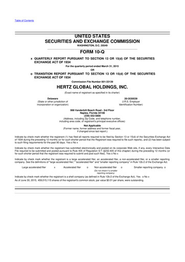 Thumbnail Herc Holdings
 10-Q Quarterly Report FY2015 