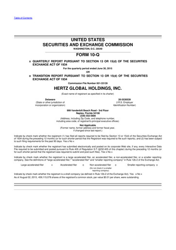 Thumbnail Herc Holdings
 10-Q Quarterly Report FY2015 