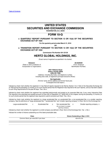 Thumbnail Herc Holdings
 10-Q Quarterly Report FY2016 