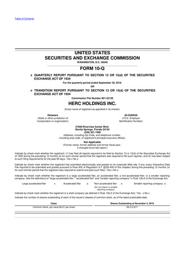 Thumbnail Herc Holdings
 10-Q Quarterly Report FY2016 