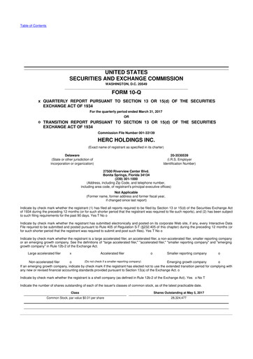 Thumbnail Herc Holdings
 10-Q Quarterly Report FY2017 