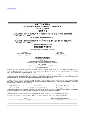 Thumbnail Herc Holdings
 10-Q Quarterly Report FY2017 