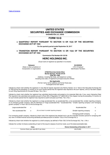 Thumbnail Herc Holdings
 10-Q Quarterly Report FY2017 