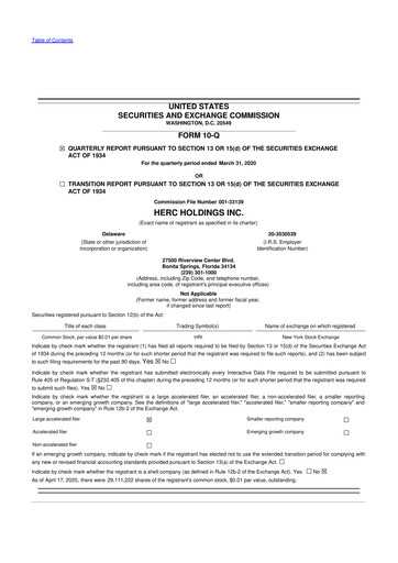 Thumbnail Herc Holdings
 10-Q Quarterly Report FY2020 