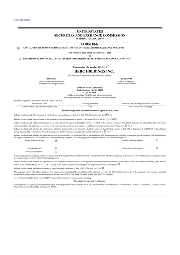 Thumbnail Herc Holdings
 10-K Annual Report 2020