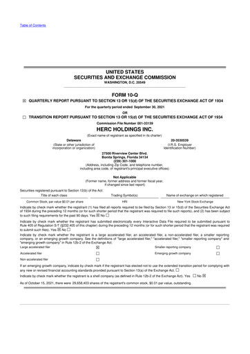 Thumbnail Herc Holdings
 10-Q Quarterly Report FY2021 