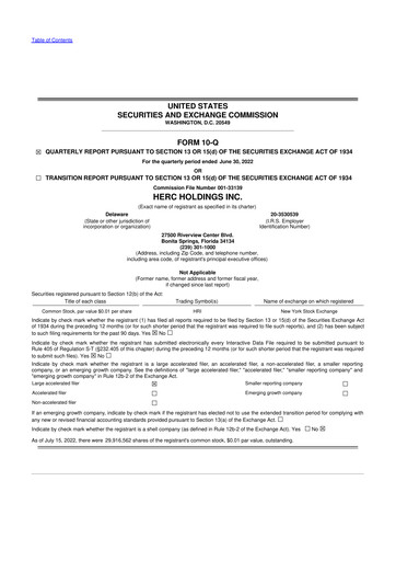 Thumbnail Herc Holdings
 10-Q Quarterly Report FY2022 