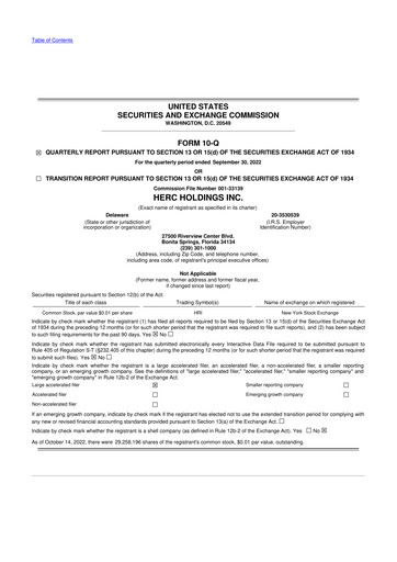Thumbnail Herc Holdings
 10-Q Quarterly Report FY2022 