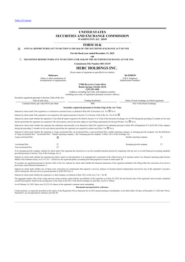 Thumbnail Herc Holdings
 10-K Annual Report 2022