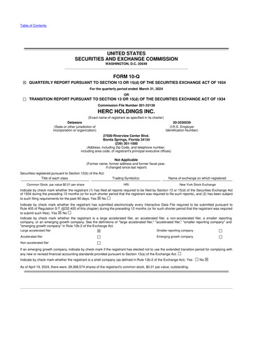 Thumbnail Herc Holdings
 10-Q Quarterly Report FY2024 