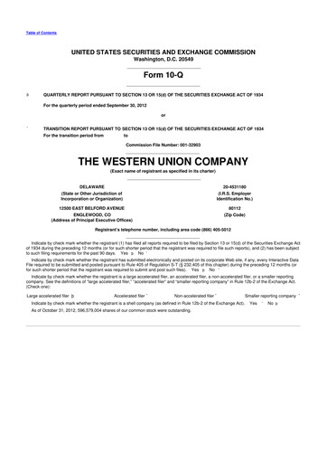 Thumbnail Western Union 10-Q Quarterly Report FY2012 