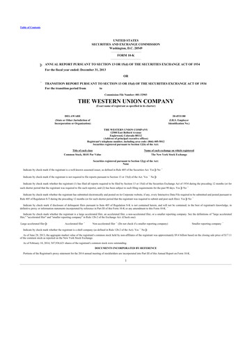 Thumbnail Western Union 10-K Annual Report 2013