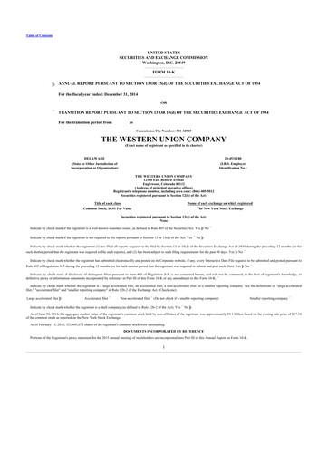 Thumbnail Western Union 10-K Annual Report 2014