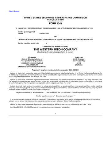 Thumbnail Western Union 10-Q Quarterly Report FY2018 