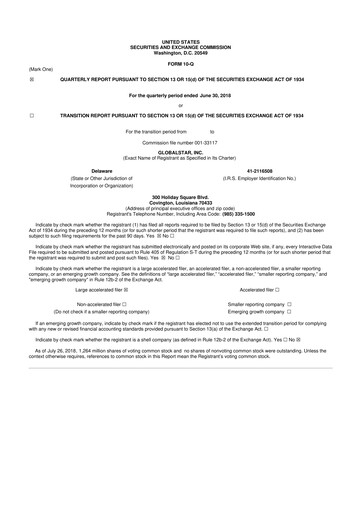 Thumbnail Globalstar
 10-Q Quarterly Report FY2018 