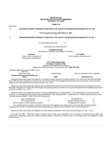 Thumbnail Globalstar
 10-Q Quarterly Report FY2021 