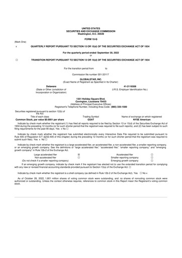 Thumbnail Globalstar
 10-Q Quarterly Report FY2022 