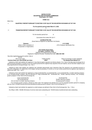 Thumbnail Globalstar
 10-Q Quarterly Report FY2025 