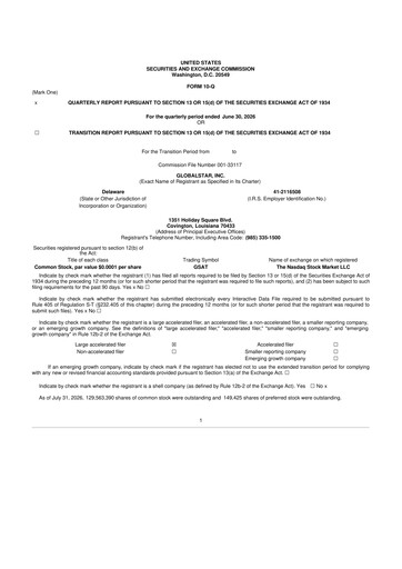 Thumbnail Globalstar
 10-Q Quarterly Report FY2026 