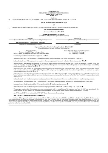 Thumbnail Emergent BioSolutions
 10-K Annual Report 2015