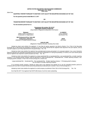 Thumbnail Emergent BioSolutions
 10-Q Quarterly Report FY2017 