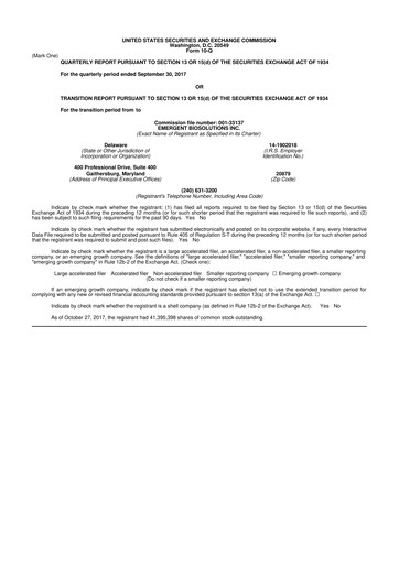 Thumbnail Emergent BioSolutions
 10-Q Quarterly Report FY2017 