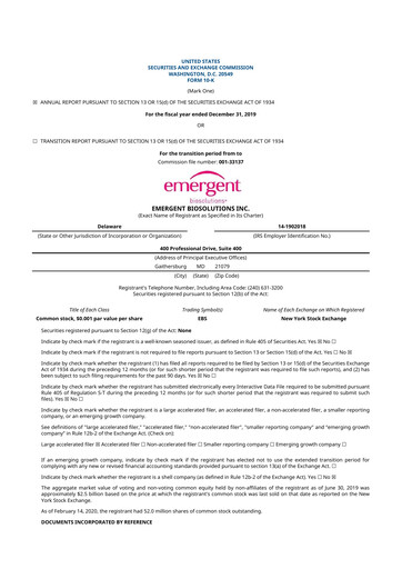 Thumbnail Emergent BioSolutions
 10-K Annual Report 2019