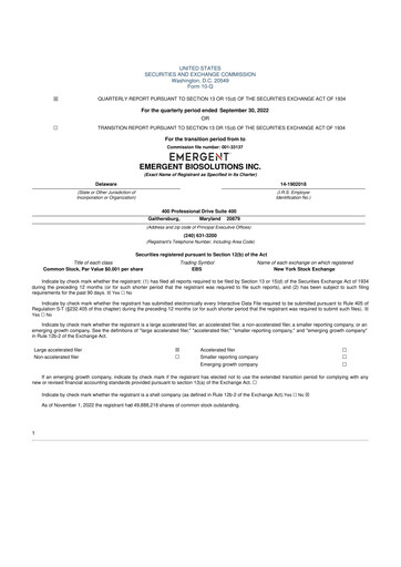 Thumbnail Emergent BioSolutions
 10-Q Quarterly Report FY2022 