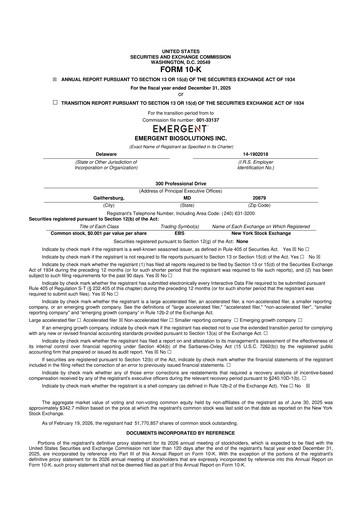 Thumbnail Emergent BioSolutions
 10-K Annual Report 2025
