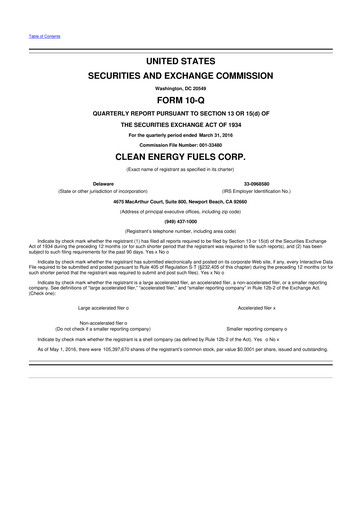 Thumbnail Clean Energy Fuels 10-Q Quarterly Report FY2016 