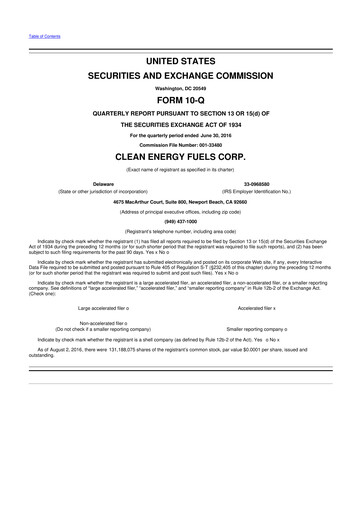 Thumbnail Clean Energy Fuels 10-Q Quarterly Report FY2016 