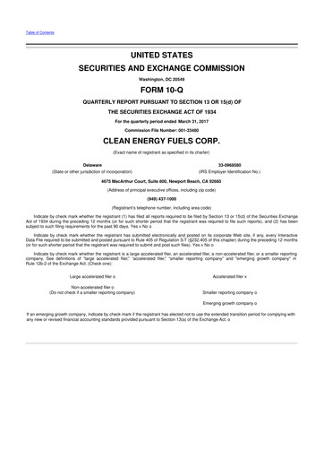 Thumbnail Clean Energy Fuels 10-Q Quarterly Report FY2017 