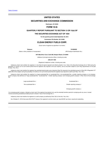 Thumbnail Clean Energy Fuels 10-Q Quarterly Report FY2018 