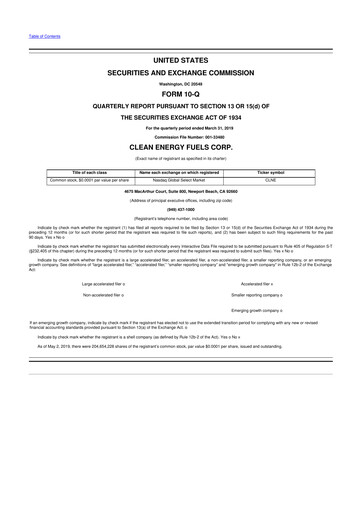 Thumbnail Clean Energy Fuels 10-Q Quarterly Report FY2019 