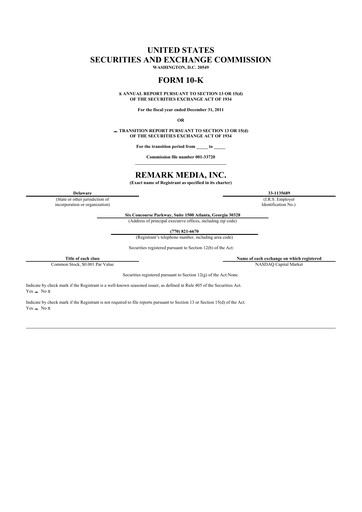 Thumbnail Remark Holdings 10-K Annual Report 2011