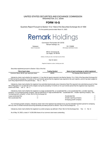 Thumbnail Remark Holdings 10-Q Quarterly Report FY2023 