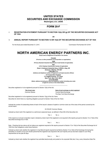 Thumbnail North American Construction Group 20-F Annual Report 2015