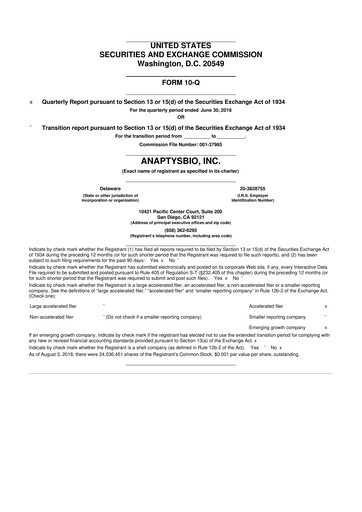 Thumbnail AnaptysBio 10-Q Quarterly Report FY2018 