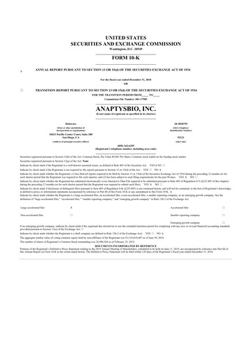 Thumbnail AnaptysBio 10-K Annual Report 2018