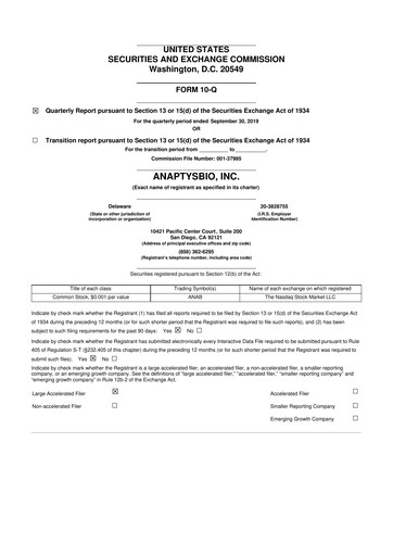 Thumbnail AnaptysBio 10-Q Quarterly Report FY2019 