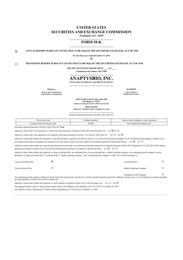 Thumbnail AnaptysBio 10-K Annual Report 2019