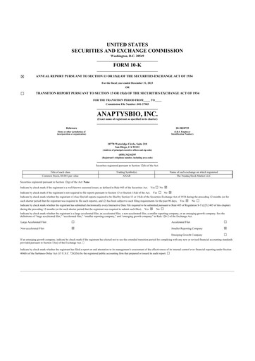 Thumbnail AnaptysBio 10-K Annual Report 2023