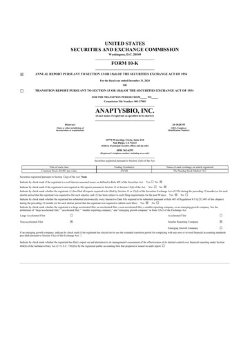 Thumbnail AnaptysBio 10-K Annual Report 2024